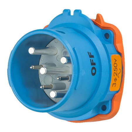 Meltric Pin & Sleeve Inlet, 60 A, 250V AC, Three Phase, 3 Pole, Screw Terminals Wire Connection Type Blue 63-68073-973